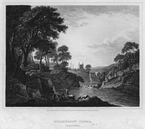 Gillknocky Kulesi, Dumfrieshire (gravür) by Alexander (after) Nasmyth