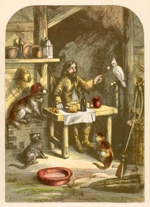 Robinson Crusoe küçük ailesiyle akşam yemeğinde by Alexander Francis Lydon