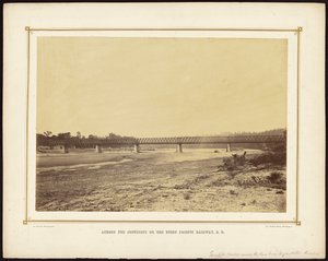 [Wyandotte, Kansas yakınlarındaki Kaw Nehri üzerindeki Paralı Yol Köprüsü] by Alexander Gardner