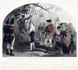Kaptan Nathan Hale'in Son Sözleri, pub. 1858 (el renkli gravür)