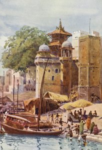 The Bathing Ghats, Benares (renkli taş) by Alexander Henry Hallam Murray