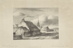 Katwijk'te evler ve bir kilise kulesi by Alexander Hieronymus Bakhuyzen (II)