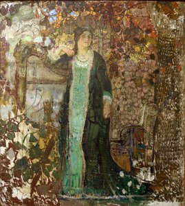 Harpçı. Tatiana Sergeevna Bartseva (1886-1984) par Savinov, Alexander Ivanovich (1881-1942) portresi by Alexander Ivanovich Savinov