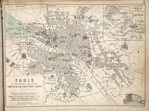 Fransız Devrimi Salgını sırasında Paris Haritası, 1789, William Blackwood and Sons tarafından yayınlandı, Edinburgh ve Londra, 1848 (el boyaması gravür)