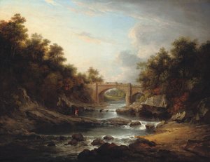 Almondell Köprüsü ve bir balıkçı ile Edinburgh yakınlarındaki Badem Nehri üzerinde görüntüleyin by Alexander Nasmyth