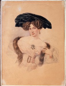 Sanatçının portresi Yevdokiya Bakunina (1793-1882) En Beret Noir (Sanatçı Yevdokiya Bakunina