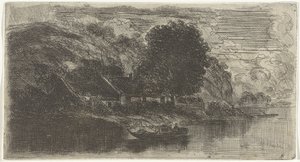 Kafe De Rode Haan ile Maas'ın sol yakasının görünümü by Alexander Schaepkens
