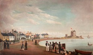 Beach Crescent ve Broughty Kalesi, 1835 dolayları (tuval üzerine yağlı boya) by Alexander Smith