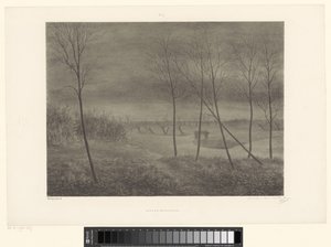 Gece manzara Locus Nefastus (nesne üzerindeki başlık) by Alexander Ver Huell (signed by artist)