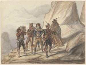 Bir dağ manzarasında bir soygun by Alexander Ver Huell