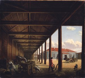 Posta arabası istasyonu by Alexandra Alexeyevna Venetsianova