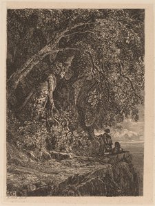 Bir uçurumun üzerinde oturan Çift by Alexandre Calame