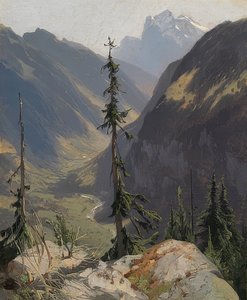 Wetterhorn ile Lütschental. 1850 civarında by Alexandre Calame
