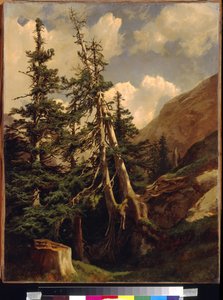 Dağlarda köknarlar, Calame, Alexandre (1810-1864). Tuval üzerine yağlı boya, Ebat : 68,5x53. Devlet A. Puşkin Güzel Sanatlar Müzesi, Moskova by Alexandre Calame