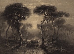Ağaçlar ile manzara by Alexandre Calame