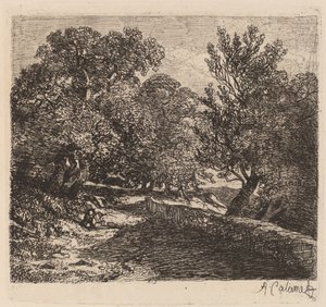 Bir Taş Duvarın Yanında Dinlenen Adam by Alexandre Calame