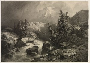 Alplerde fırtına. by Alexandre Calame