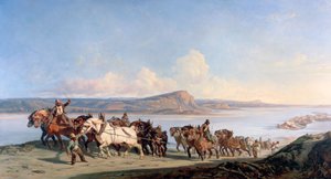 Tekneleri Rhone'dan Aşağı Çeken Atların Ataşmanı, c1825-1870 by Alexandre Dubuisson