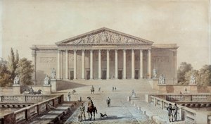 Ulusal Meclis veya Palais Bourbon Projesi, Palais du Corps Legislatif Çizimi Evariste Fragonard (1780-1850) 19. yüzyıl Paris, Palais Bourbon