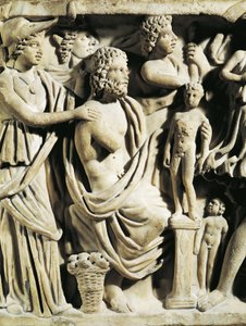 Mermer lahit, Prometheus efsanesini betimleyen kabartma, Detay, Athena, Prometheus