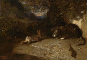 Kedi, Gelincik ve Tavşan, 1836 by Alexandre Gabriel Decamps