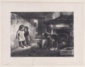 Hırlayan Köpekten Korkan Çocuklar, Avlanma Sahneleri, 1829. by Alexandre Gabriel Decamps