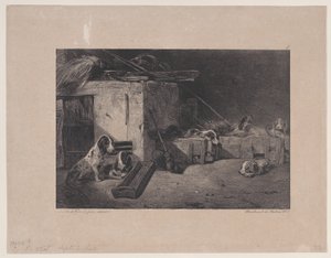 Avlanma Sahneleri dizisinden Kulübenin İçi, 1829. by Alexandre Gabriel Decamps