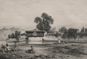 Nehrin Kenarındaki Pavyon. by Alexandre Gabriel Decamps