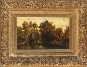 Ormanlık bir havuzda çekim by Alexandre Gabriel Decamps
