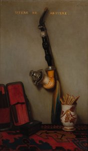 Pipo ve Kibritlerle Natürmort by Alexandre Gabriel Decamps