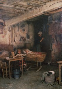 Kulübedeki Çocuklar (tuval üzerine yağlı boya) by Alexei Alexevich Harlamoff