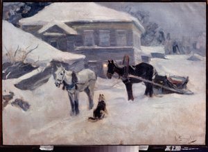 A Country Hotel - Resim Alexei Stepanovich Stepanov (1858-1923), tuval üzerine yağlıboya, 19. yüzyıl sonu - 20. yüzyıl başı Rus sanatı, manzara - M Tuganov Kuzey Osetya Sanat Müzesi, Vladikavkaz (Rusya)