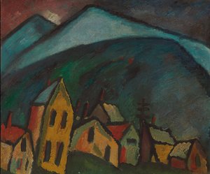evleri olan dağ manzarası; Evleri olan dağ manzarası, 1912 by Alexej von Jawlensky