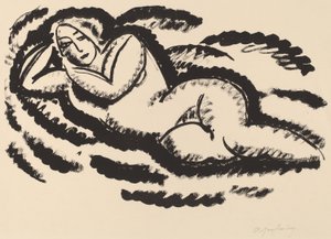 Reclining Nude, c.1912 (döşemiş kağıt üzerine siyah litografi)