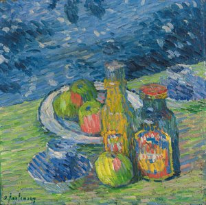 Şişe ve Meyve ile Natürmort by Alexej von Jawlensky