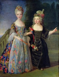 Catherine-Eleonore de Bethisy (1707-67) ve kardeşi Eugene-Eleanore (1709-81) (tuval üzerine yağlı boya)