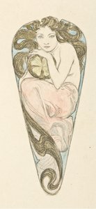 Büyük Korse Tokasının Sarkıt Minyatür Projesi, c. 1900. by Alfons Marie Mucha