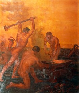 Demiryolları üçlüsünün demirhane, sol paneli by Alfonso Quarantelli