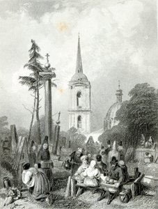 E.Smith tarafından oyulmuş Smolensko Kilisesi Mezarlığı by Alfred (after) Vickers