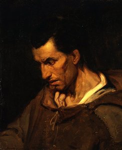 Bir keşiş gibi giyinmiş dindarlık sanrıları olan bir deli (tuval üzerine yağlı boya) by Alfred (attr. to) Dehodencq
