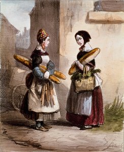 Küçük ölçüler: fırın. Genç yürüyen ekmek tüccarı. Alfred Andre Geniole (1813-1861) tarafından “Les femmes de Paris” 1841-1842 Paris, Musee Carnavalet