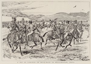 Belucistan, Hindistan'da Katır Sırtında Bir Mızraklı Seti by Alfred Chantrey Corbould
