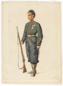 Tatbikat sırasında 4. Gurkha Alayı'nın piyadesi by Alfred Crowdy Lovett