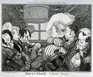 Dover Coach, sabah 5, George Cruikshank tarafından kazınmış, 1826 by Alfred Crowquill