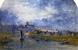 Norwich Üzerinde Gün Batımı (kağıt üzerine sulu boya) by Alfred Dawson