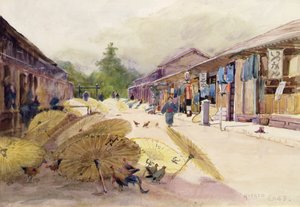 Yağmur Fırtınasından Sonra Kuruyan Şemsiyeler, 1889 dolayları (kağıt üzerine suluboya) by Alfred East