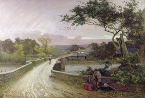 Newby Bridge, Windermere (tuval üzerine yağlı boya) by Alfred East