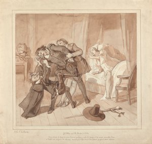 Gil Blas, Dr. Sangrado altında Hekimlik Yaparken, Bakkalın Başucunda Dr. Cuchillo ile Karşılaştı by Alfred Edward Chalon