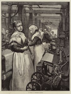 Yün Fabrikasında İş Başında by Alfred Edward Emslie