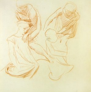 Figür çalışmaları, c.1845 (kağıt üzerine kırmızı tebeşir) (rekto için bkz. 366414)